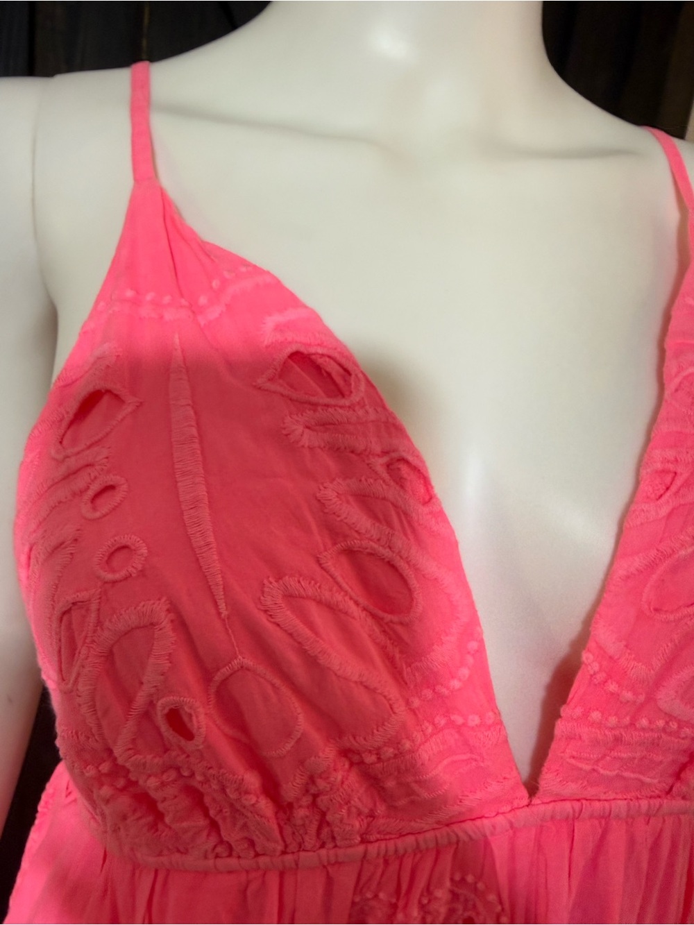 FARM Rio Hot Pink Eyelet Tiered Maxi Dress - Picture 6 of 13